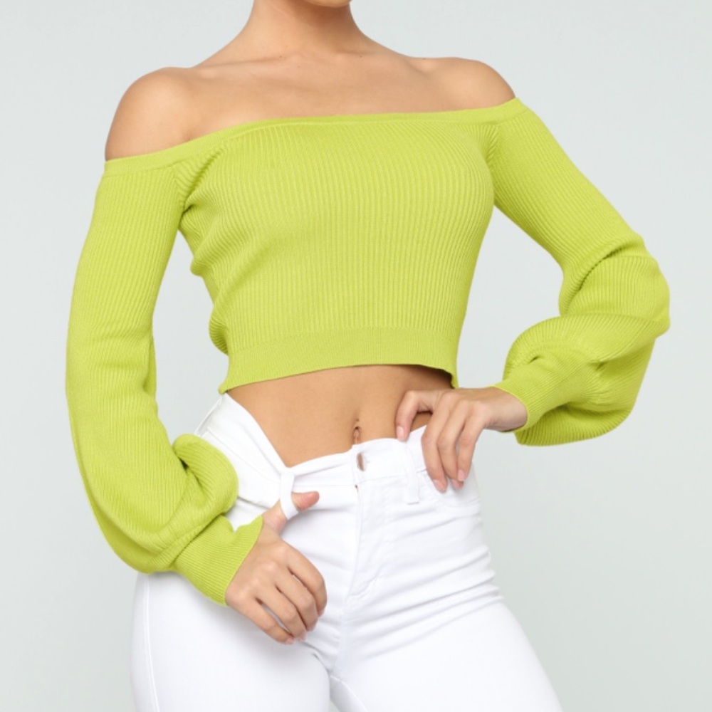 Lime Green Cropped Sweater